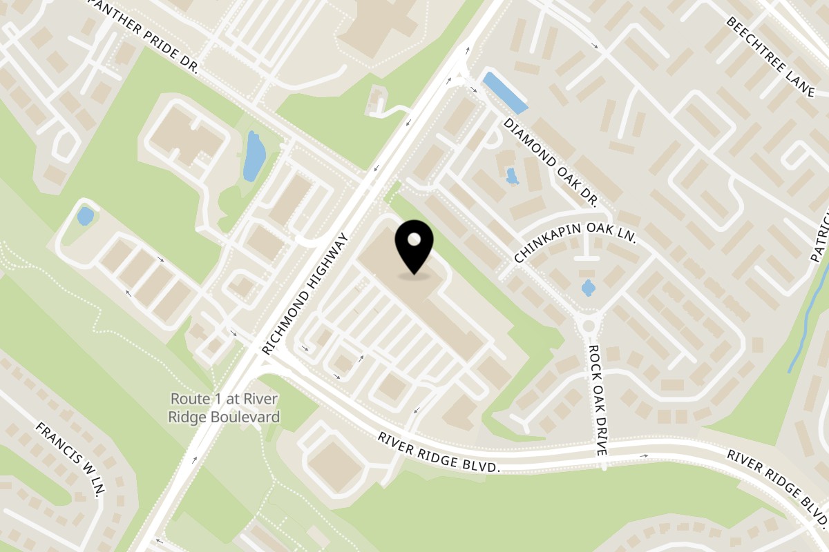 Map showing the location of Taqueria El Tony River Ridge Blvd on 16697 River Ridge Blvd in Woodbridge